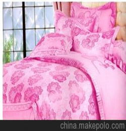 床上四件套 床上用品 贡缎四件套 玫瑰盛典 浅粉